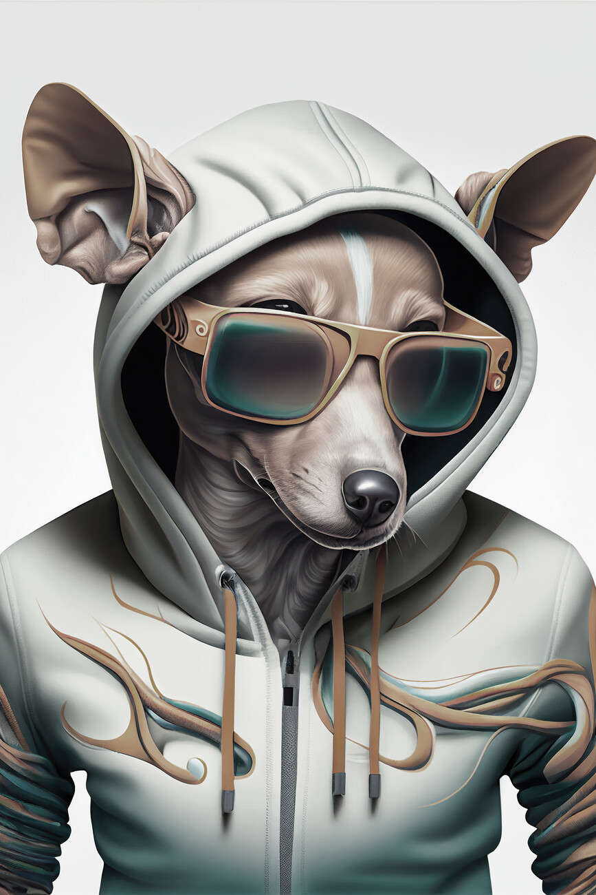 Wall Art Print Cool dog wearing hoodie