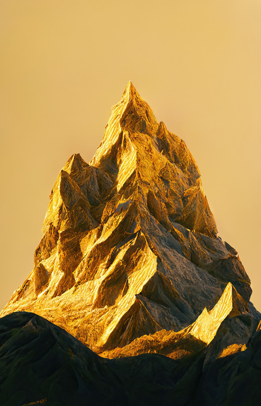 Wall Art Print Isolated mountain peak at sunset Europosters
