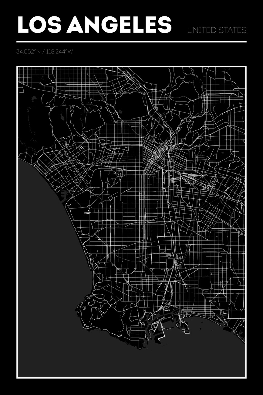 Wall Art Print Los Angeles Map Europosters