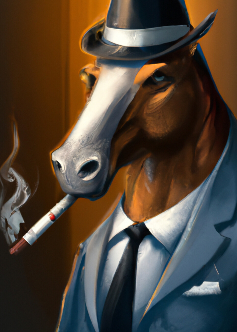 Wall Art Print Mafia Horse Smoking Animal Europosters