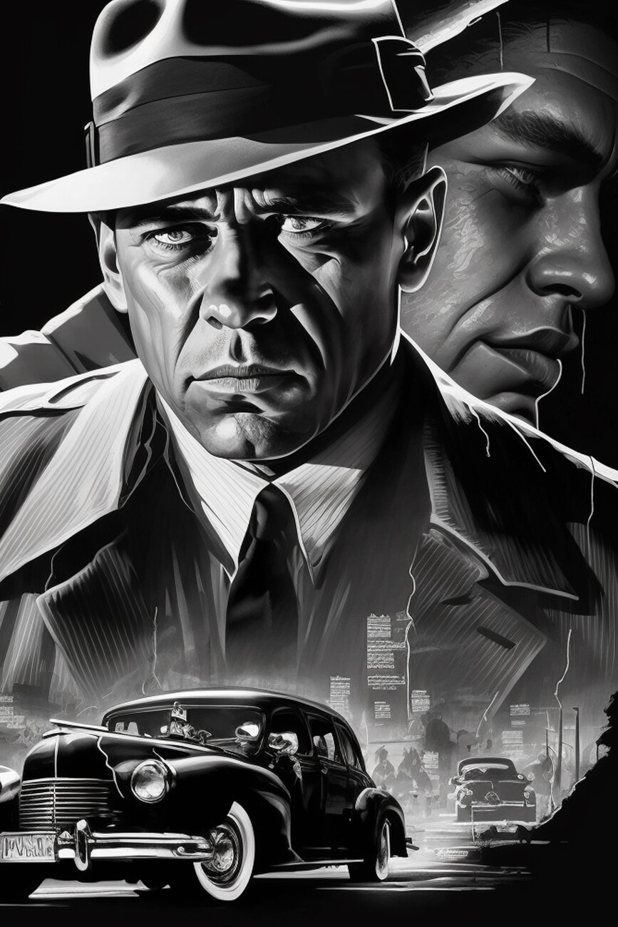 Wall Art Print Vintage Classic Mafia Gangster Poster, Black & White
