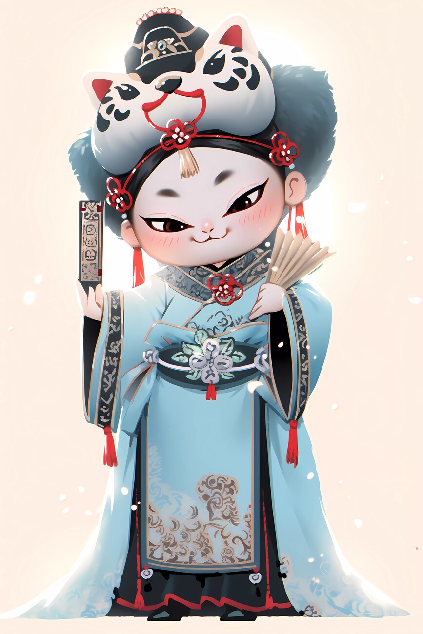 Illustration artistiques Cute Japanese Cat Geisha Enchanting