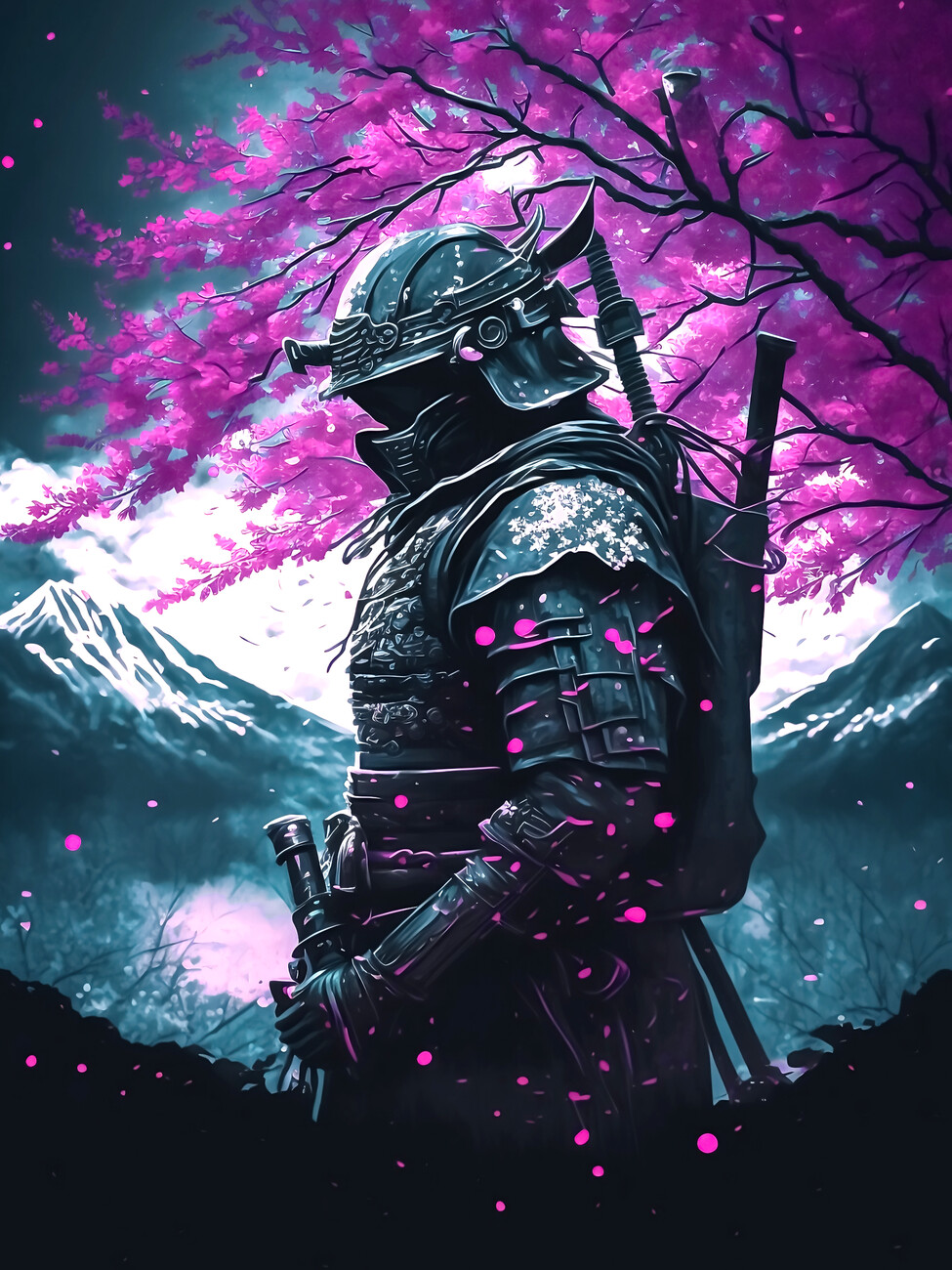 Wall Art Print Japanese Samurai (Cherry blossom) / Samurai Poster