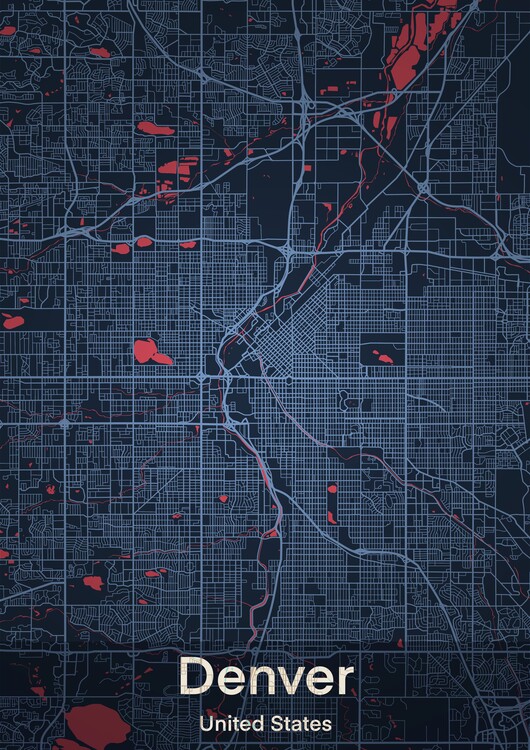 Map of Denver ǀ Maps of all cities and countries for your wall