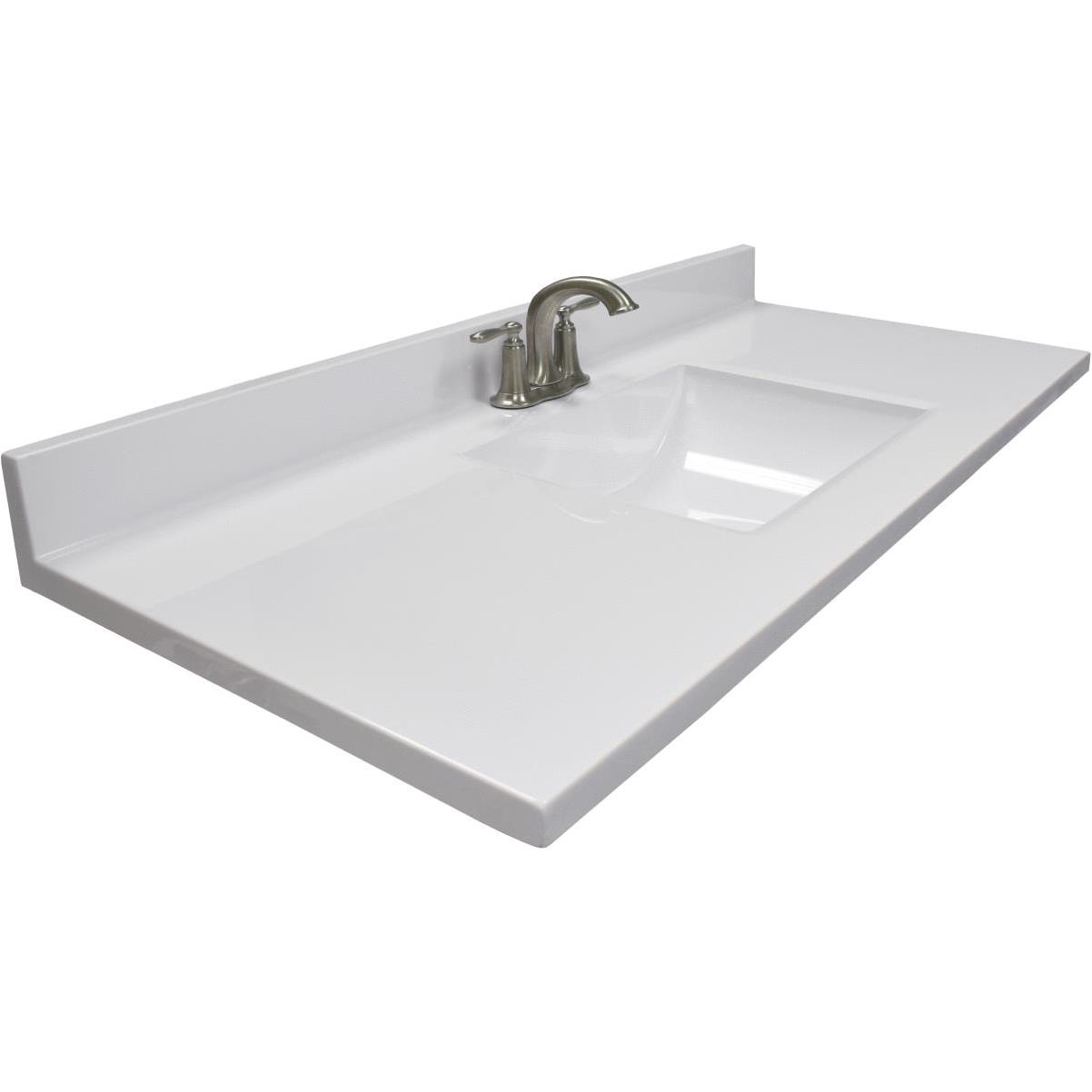 Modular Vanity Tops 49 In. W x 22 In. D Solid White Cultured Marble