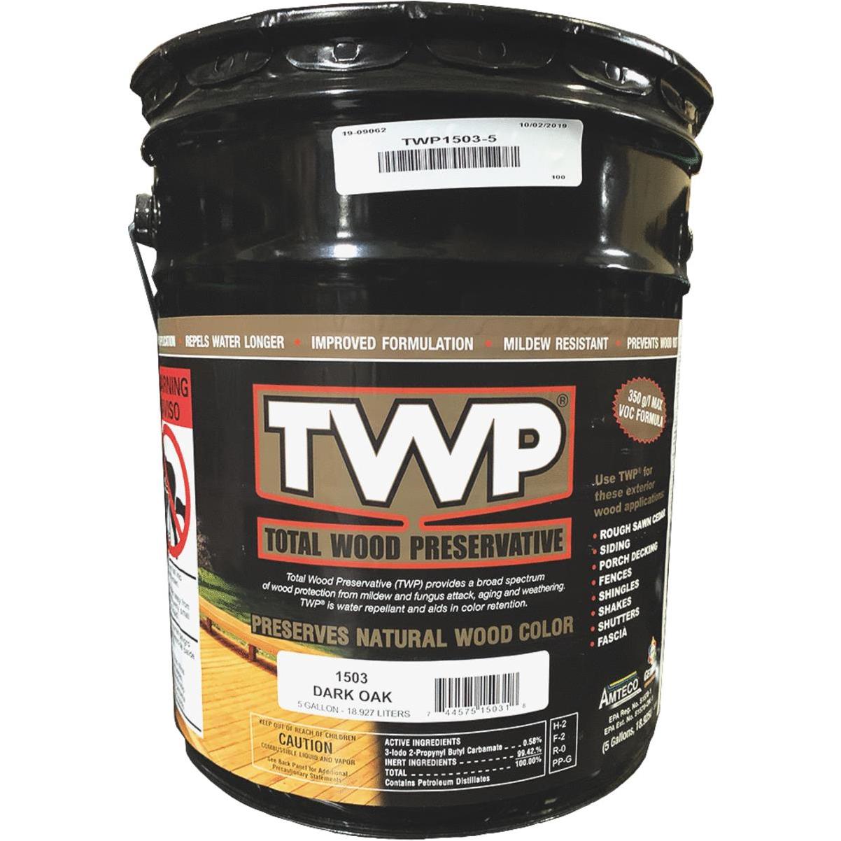 TWP1500 Series Low VOC Wood Preservative Deck Stain, Dark Oak, 5 Gal. Elitsac, Inc.