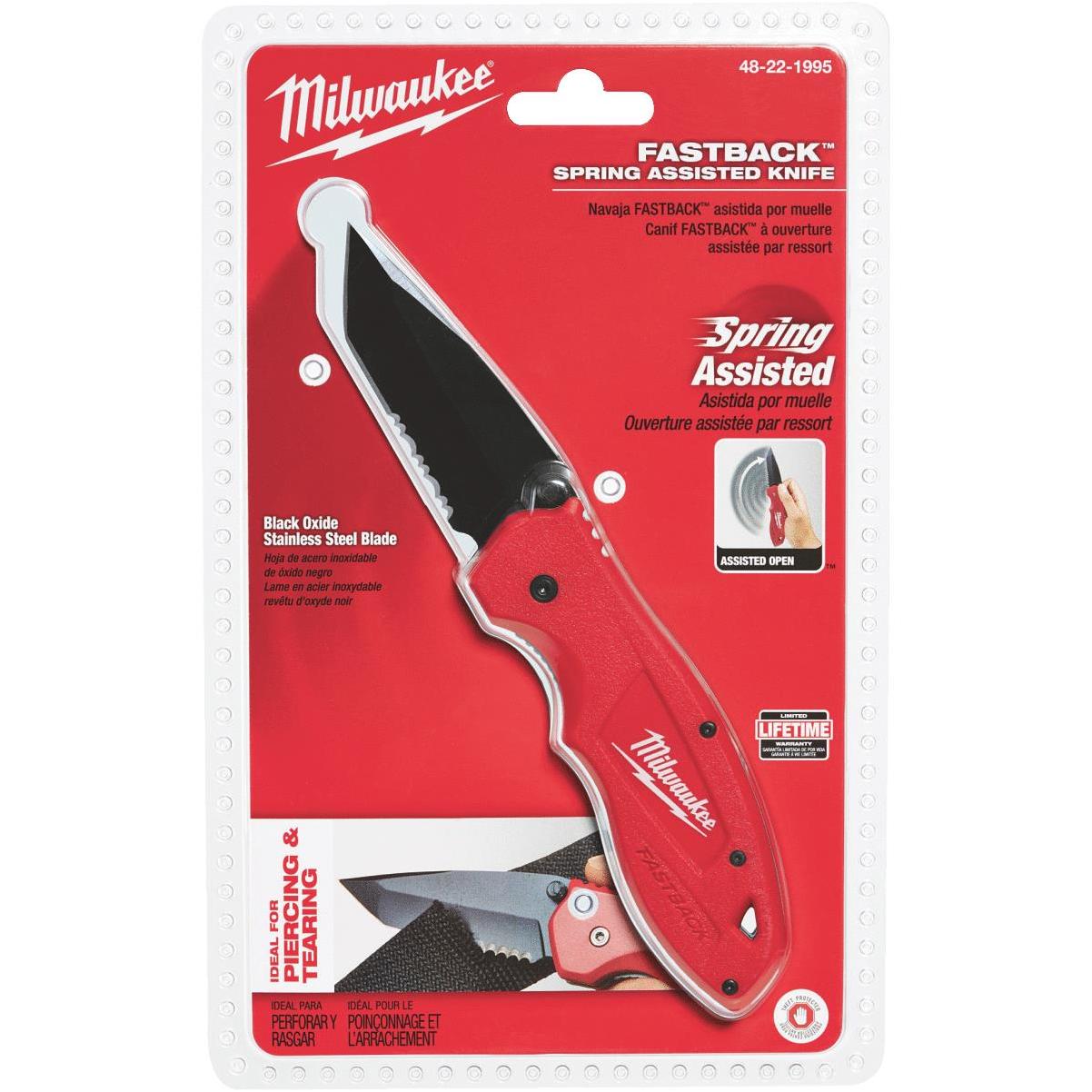 Milwaukee FASTBACK Serrated 3-1/4 In. Folding Knife | Old Cuyama Do it Best