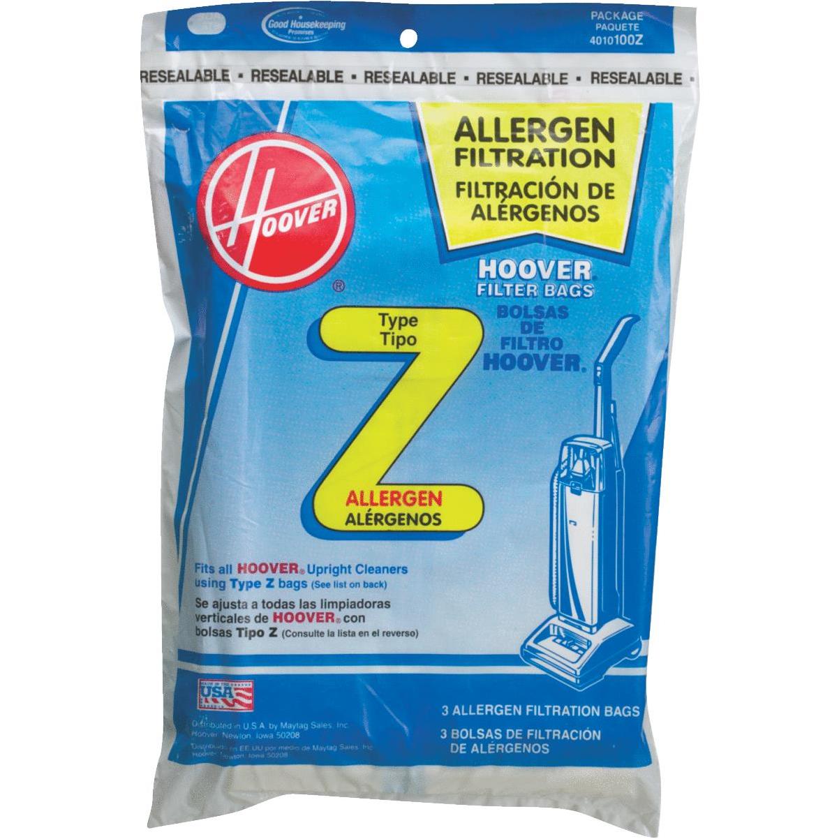 Hoover Type Z Allergen Filtration Vacuum Bag (3Pack) Elitsac, Inc.