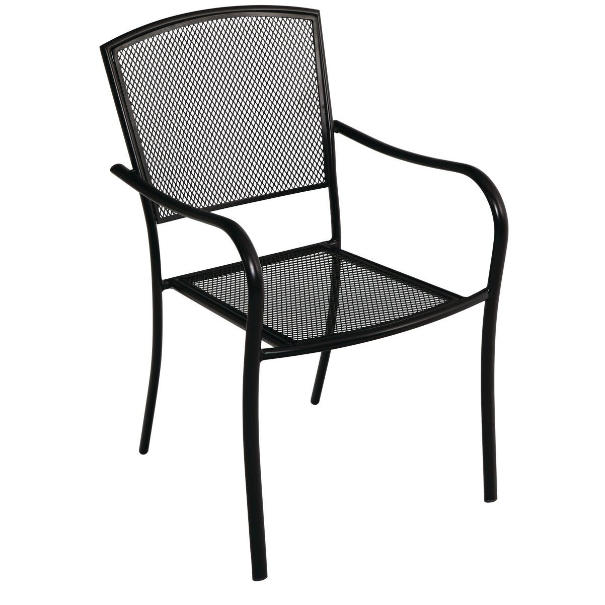 Outdoor Expressions Black Steel Mesh Stackable Chair Hills Flat Lumber