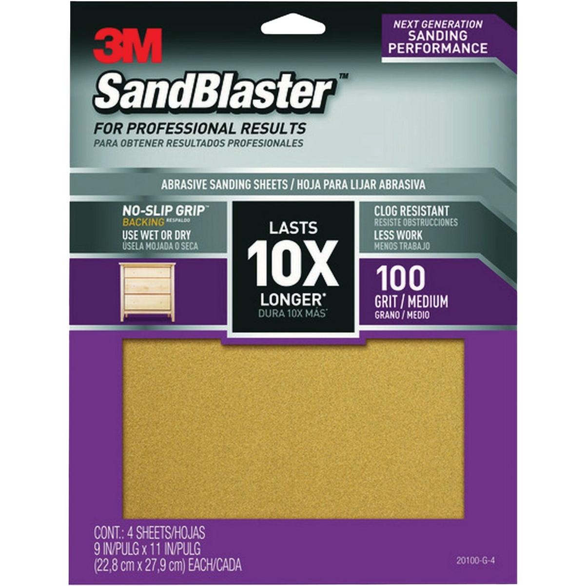 3M SandBlaster 120 Grit No Slip Grip Backing Sandpaper, 50 OFF