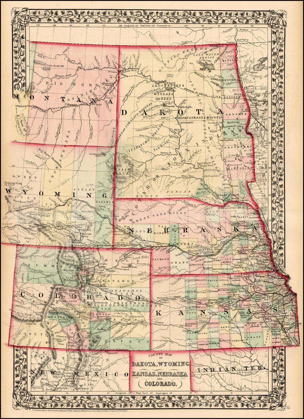 Map of Kansas, Nebraska and Colorado : showing also the.