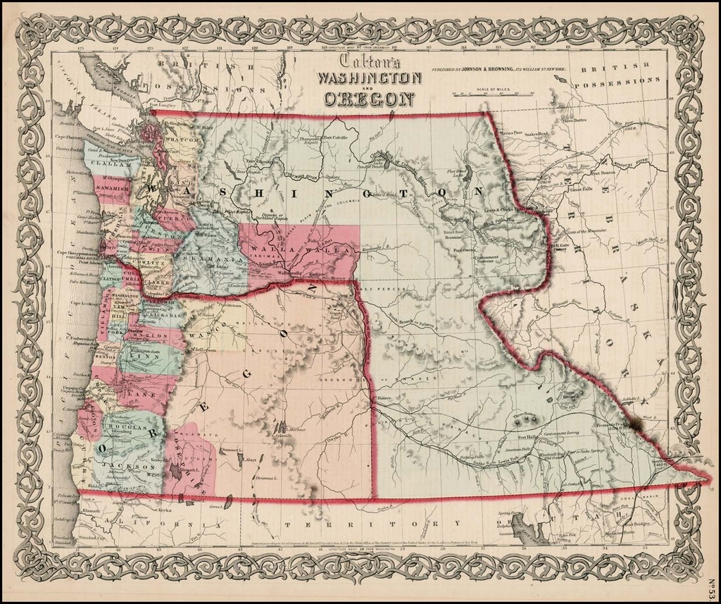 Colton's Washington and Oregon Barry Lawrence Ruderman Antique Maps Inc.