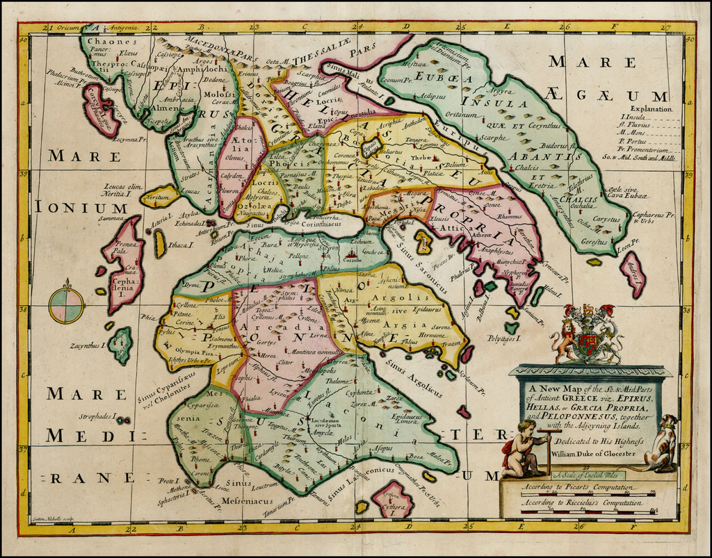 A New Map of the So. & Mid Parts of Antient Greece viz. Epirus, Hellas, or Graecia Propria, and