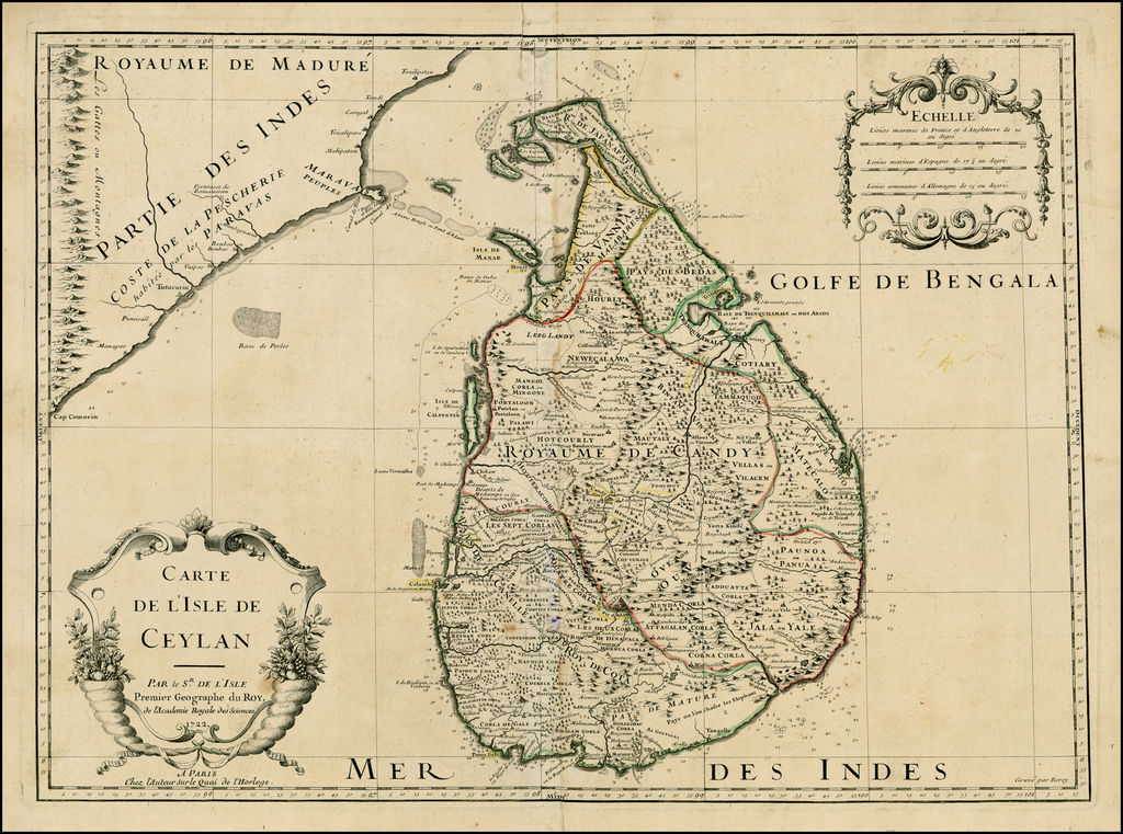 Carte De L'Isle De Ceylan . . . 1722 Barry Lawrence Ruderman Antique Maps Inc.