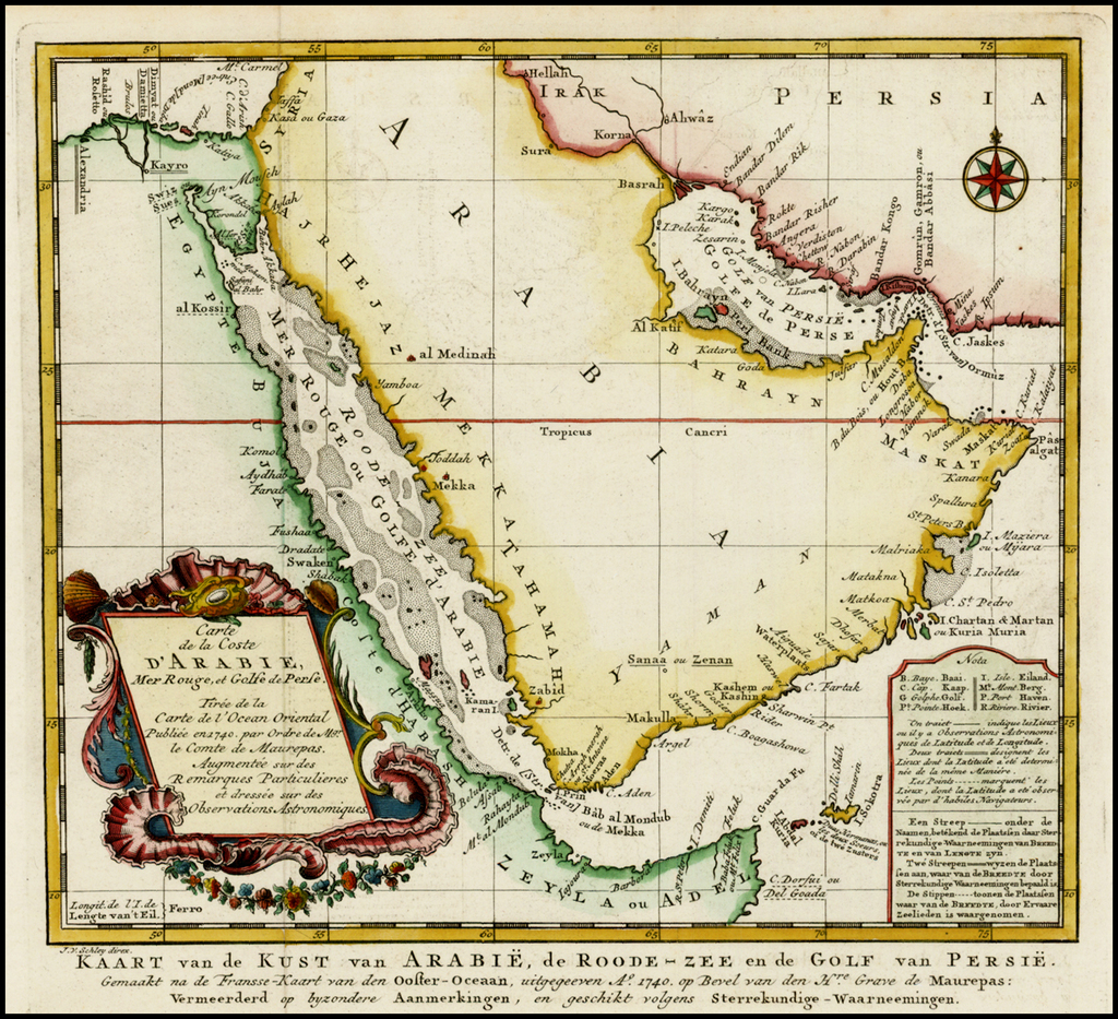 Carte de la Coste D'Arabie, Mer Rouge et Golfe de Perse . . . 1740