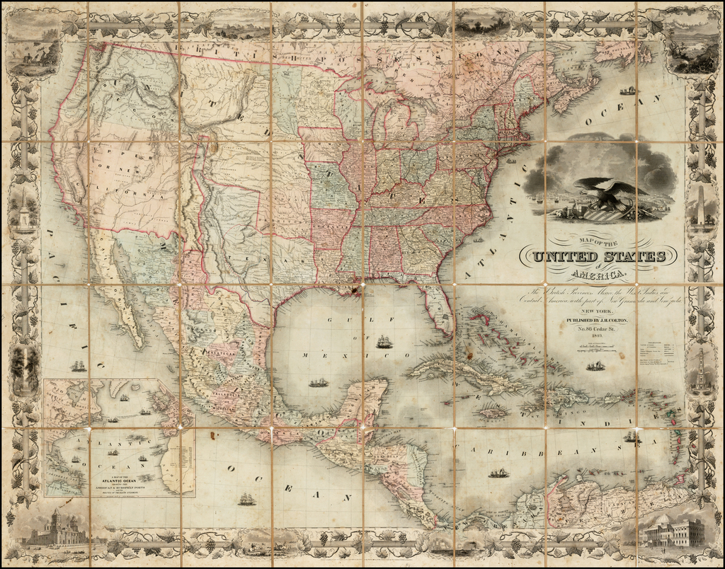 Colton map of United States 1849 on LiveAuctioneers