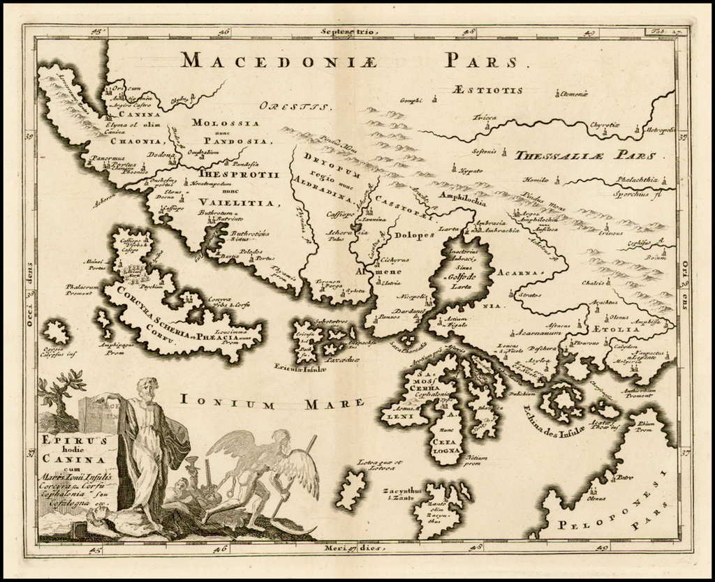 Ancient Greece Map Corcyra Epirus hodie Canina cumMares Ionii Insulis Corcyra seu Corfu Cephalonia