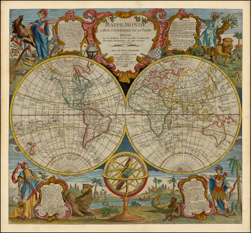 Première Mappemonde MappeMonde Carte Universelle de la Terre Dressee Sur les Relations les