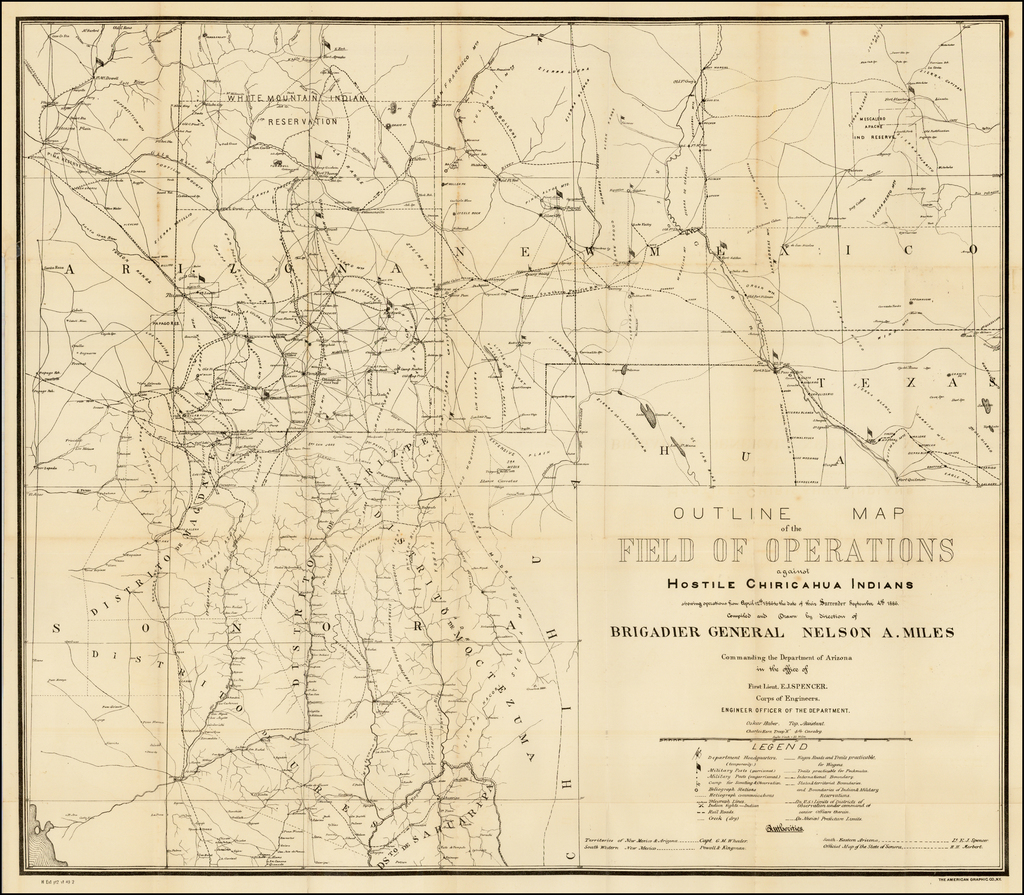 [Geronimo in Arizona & New Mexico] Outline Map of the Field of