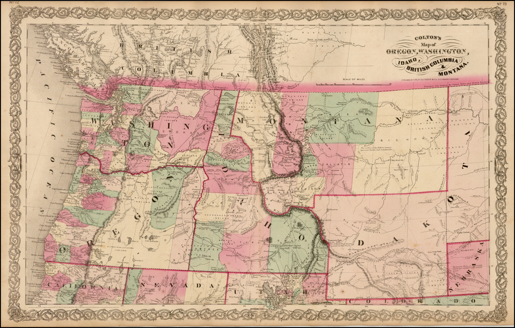 Colton's Map of Oregon, Washington, Idaho, British Columbia & Montana