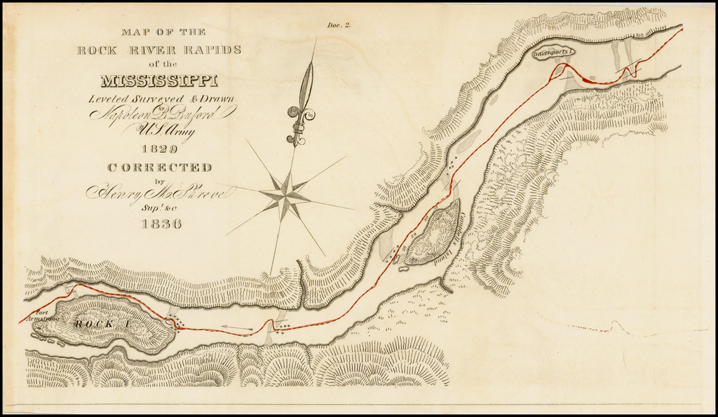 Map of the Rock River Rapids of the Mississippi Leveled Surveyed