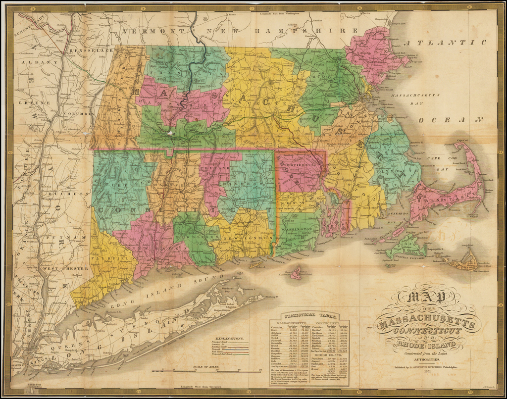 Map Of Ct And Ma Map of Massachusetts Connecticut and Rhode Island Constructed from the