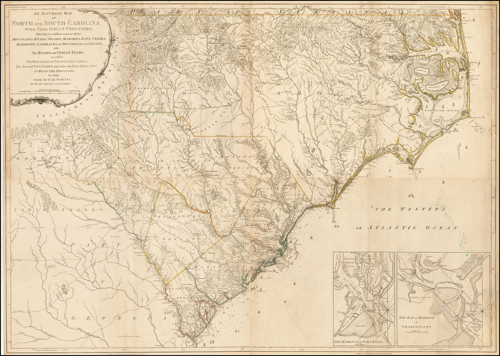 An Accurate Map of North and South Carolina With Their Indian Frontiers