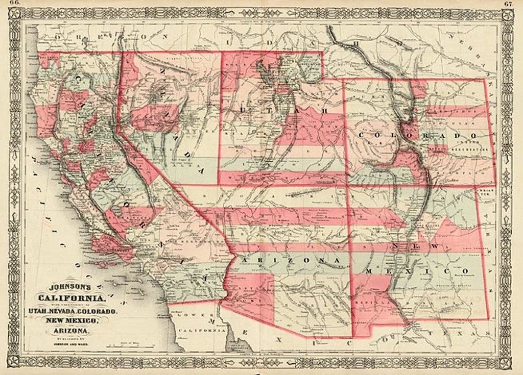 Johnson's California, with Territories of Utah, Nevada, Colorado, New