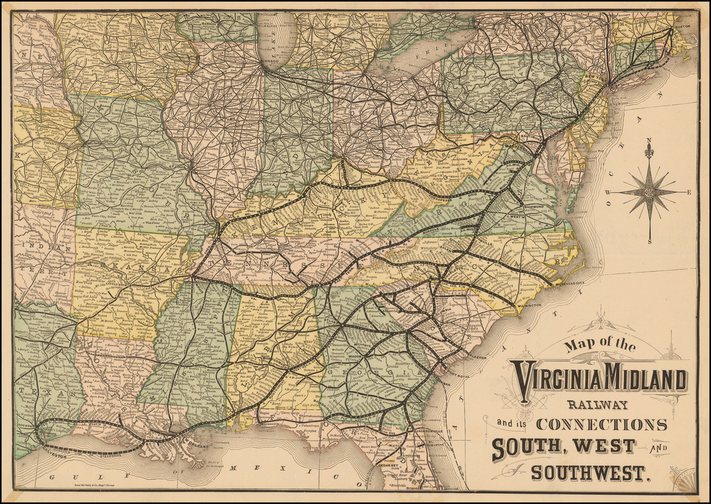 Map of the Virginia Midland Railway and its Connections South, West and