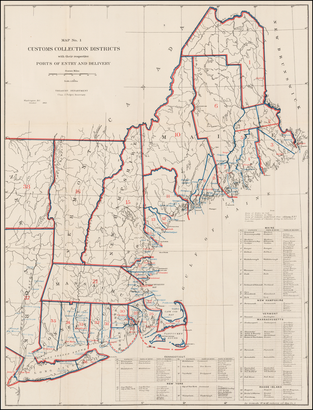 Map No. 1 Customs Collections Districts with their respective Ports of