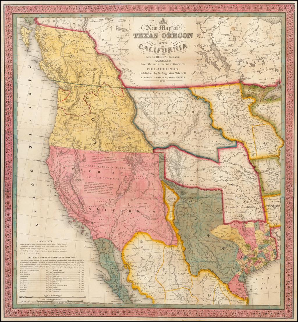 A New Map of Texas, Oregon and California with the Regions adjoining