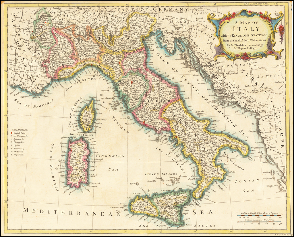 A Map of Italy with its Kingdoms, States, &c. . . Barry Lawrence