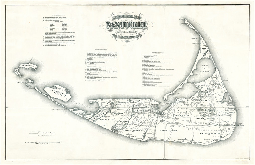 Historical Map of Nantucket. Surveyed and Drawn by The Rev. F.C. Ewer D.D. 1869 Barry Lawrence
