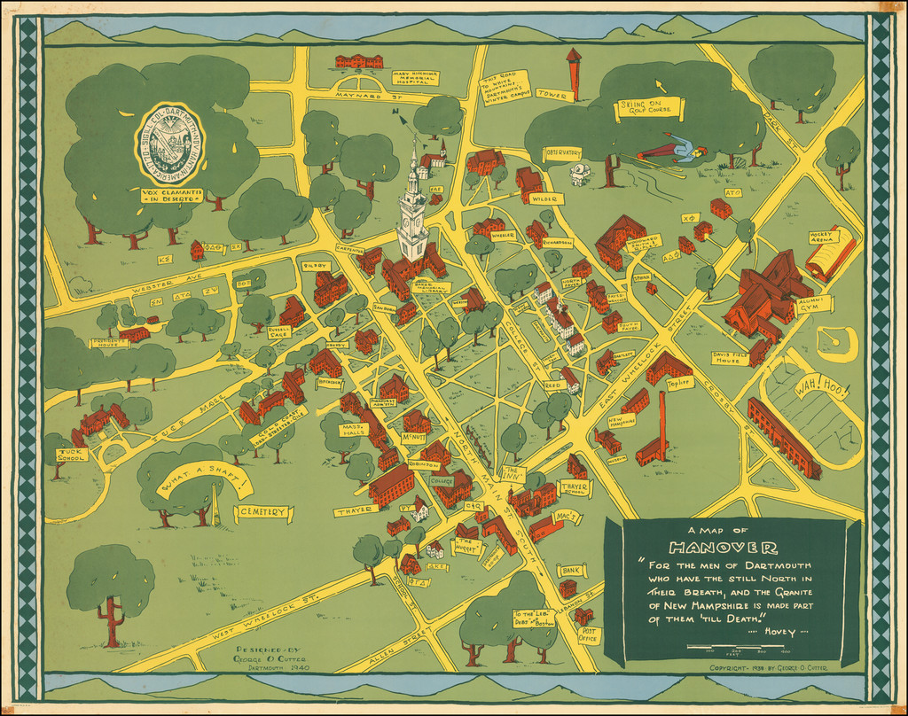 [Dartmouth College] A Map of Hanover "For the men of Dartmouth who have