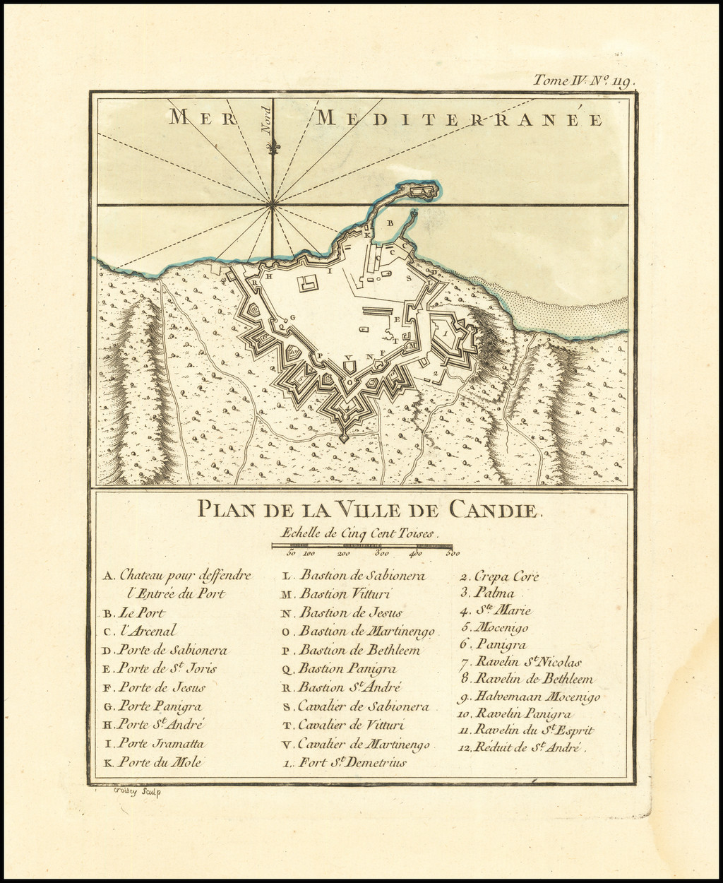 (Candia) Plan de la Ville de Candie Barry Lawrence Ruderman Antique
