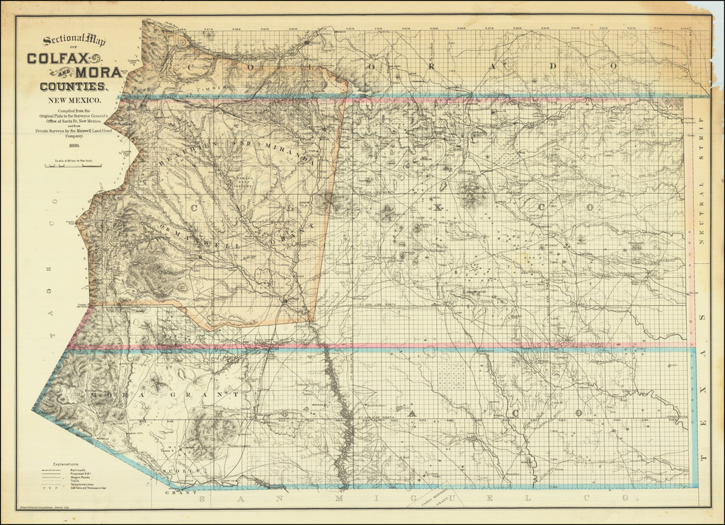 Sectional Map of Colfax and Mora Counties. New Mexico Barry Lawrence