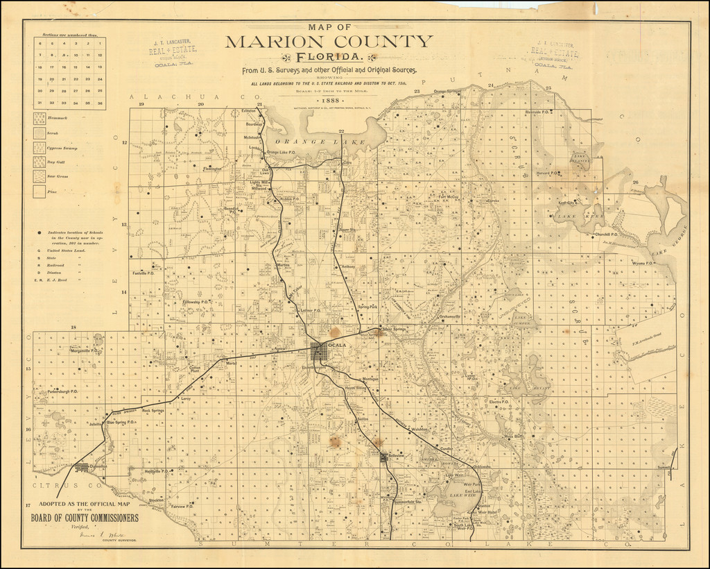 Map of Marion County, Florida. From U.S. Surveys and Other Official
