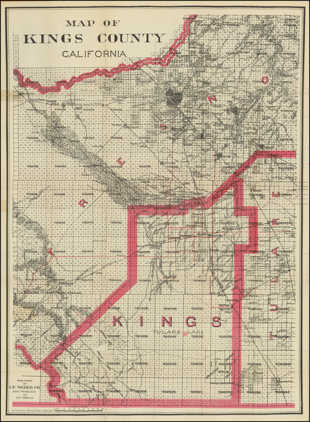 Map of Kings County California Barry Lawrence Ruderman Antique Maps Inc.