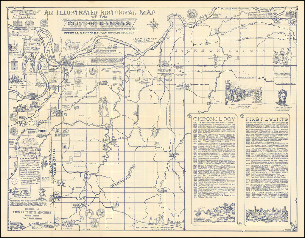 Illustrated Historical Map of the City of Kansas Official Name of