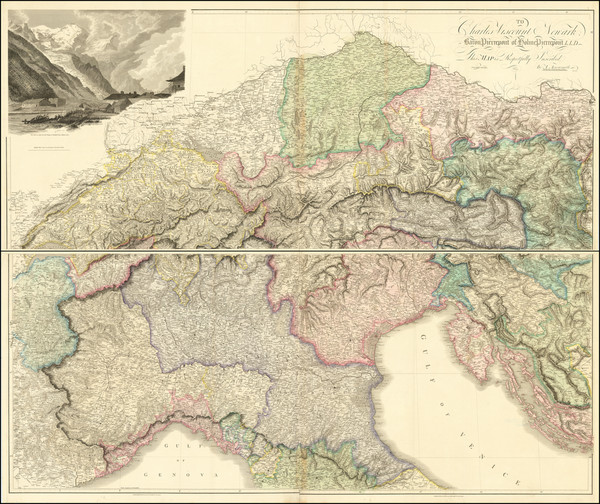 Map of the Alpine Country, In the South of Europe By A. Arrowsmith