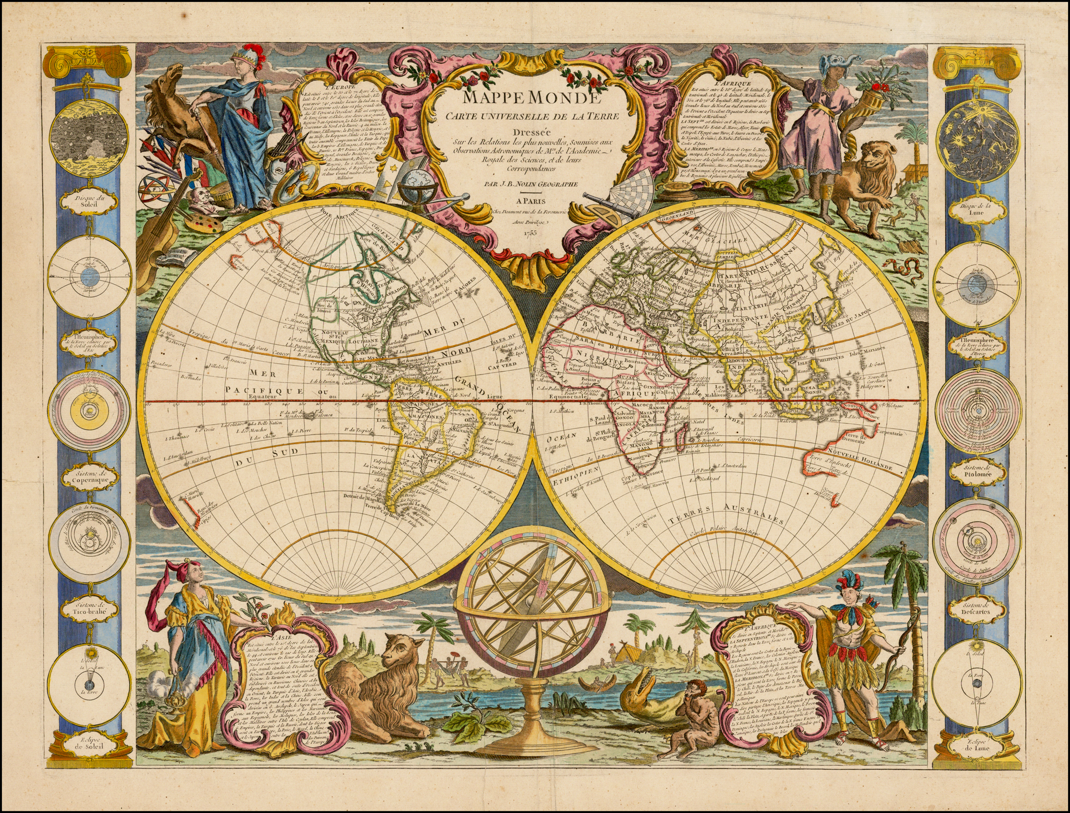 1Ere Carte Du Monde Mappe Monde Carte Universelle de la Terre Dressee Sur les Relations les