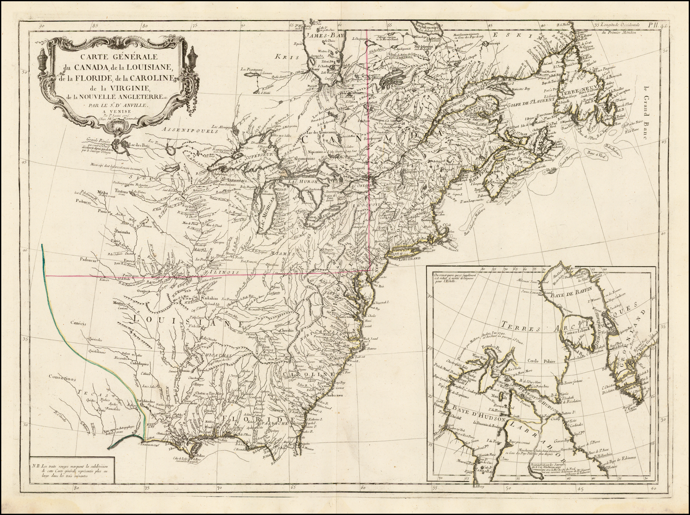 Carte Generale du Canada, de la Louisiane, de la Floride, de la