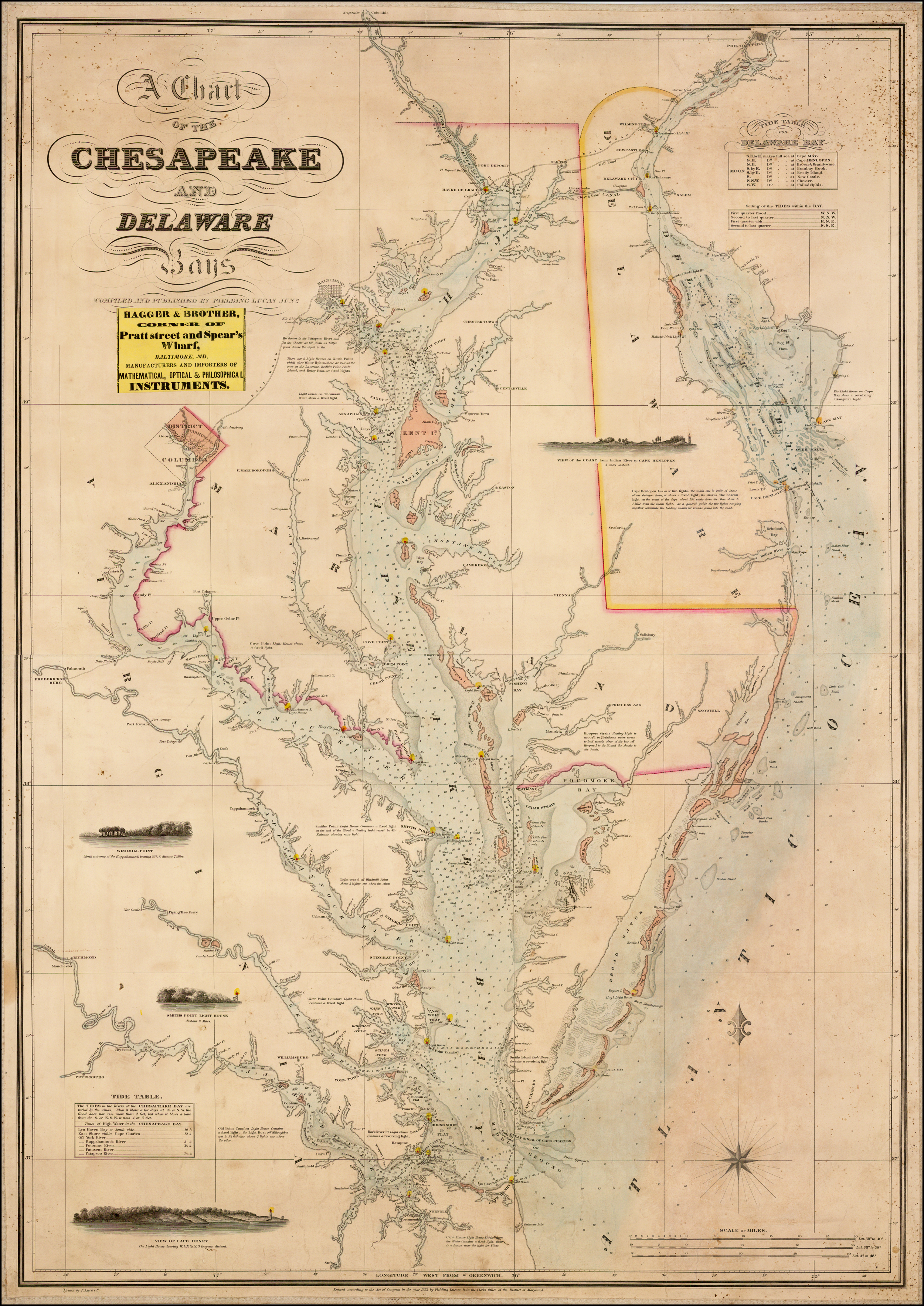 A Chart of the Chesapeake and Delaware Bays. Compiled and Published By