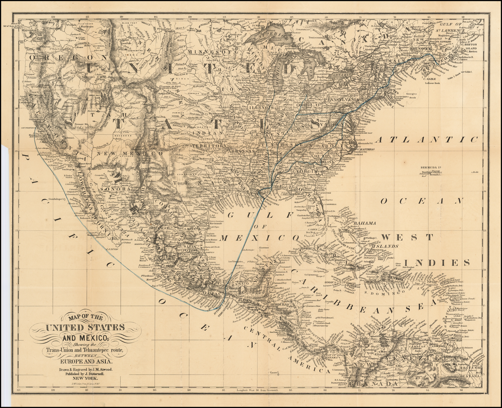 (California Gold Rush Rarity) Map of the United States and