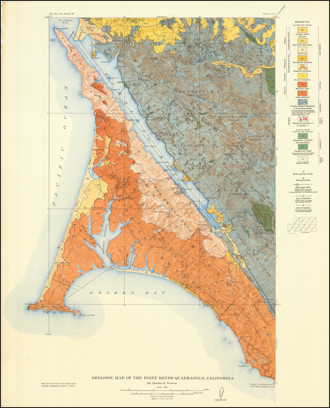 (Point Reyes, California) Geological Map of the Point Reyes Quadrangle