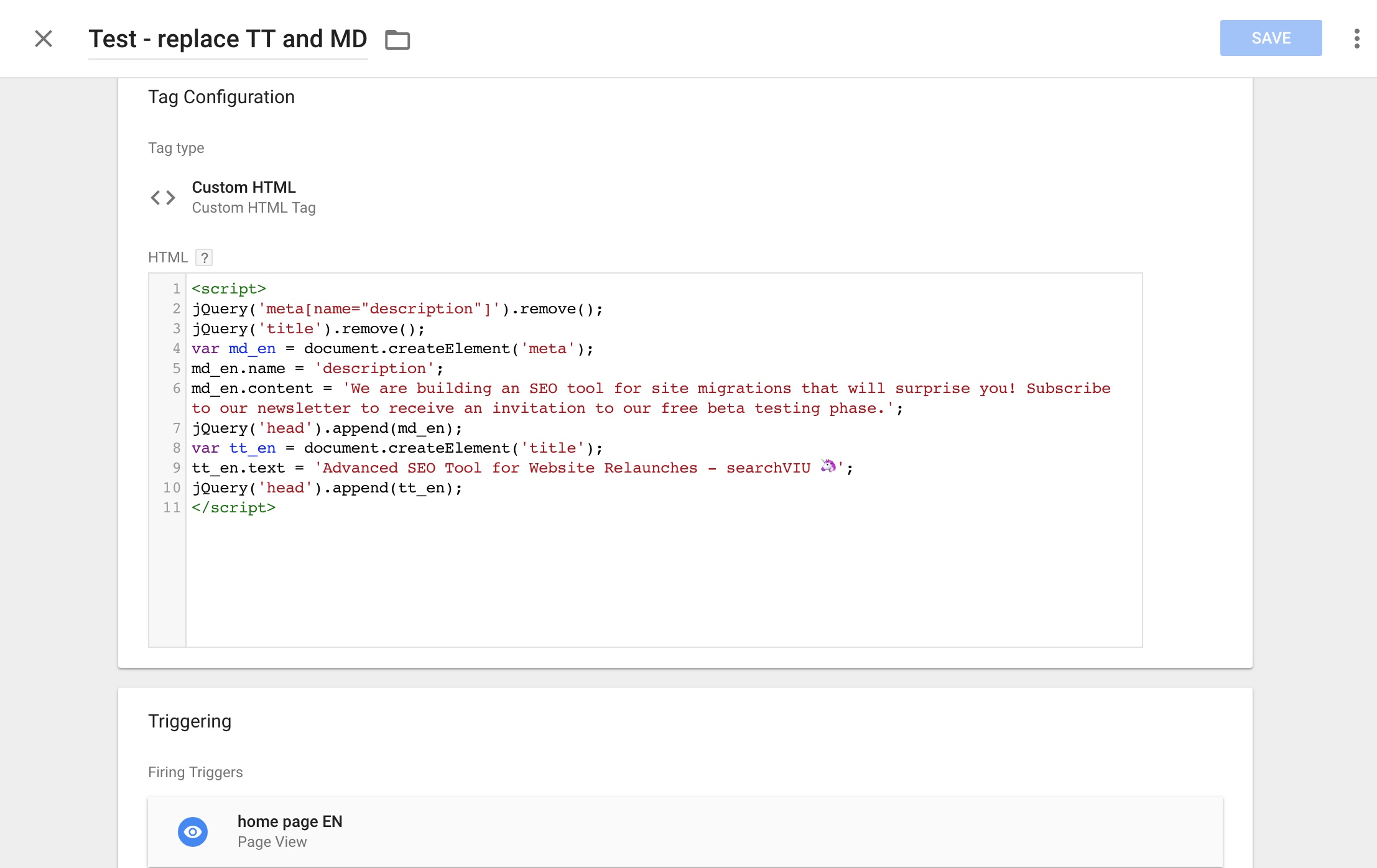 Google Tag Manager SEO Canonical & meta tags via GTM / JavaScript