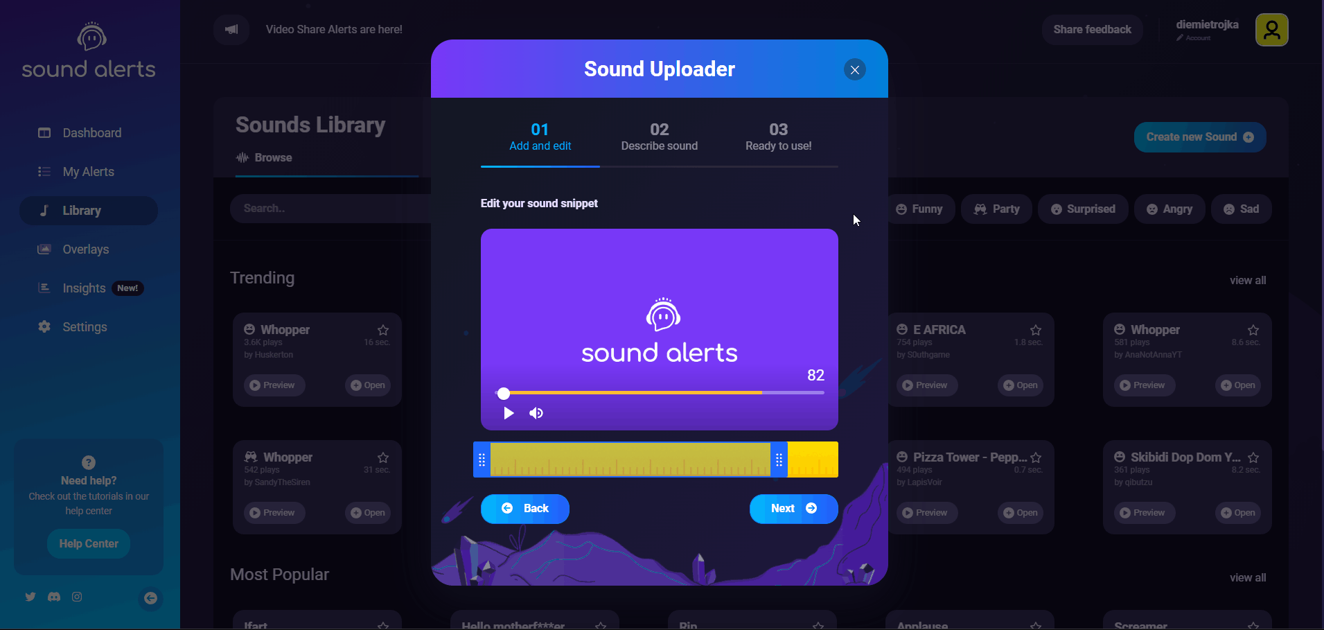 Sound Library Showcase Sound Alerts Help