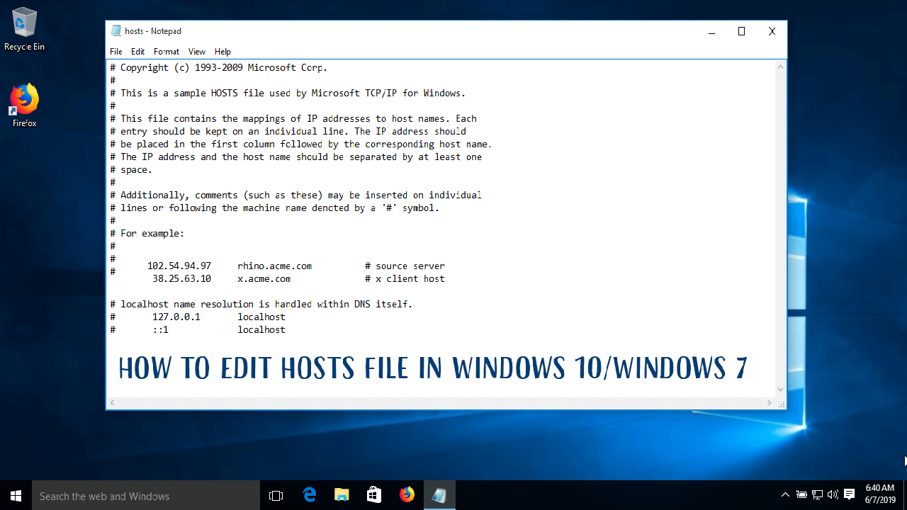 How to Edit Hosts File in Windows 10/Windows 7
