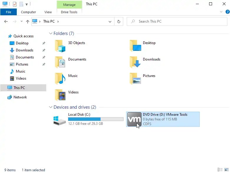 Install VMware Tools on Windows 10 VMware Workstation