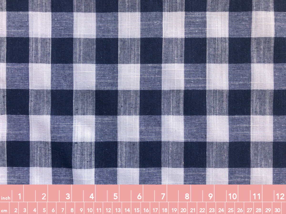 Cotton/Linen Gingham Big Check Navy Stonemountain & Daughter Fabrics